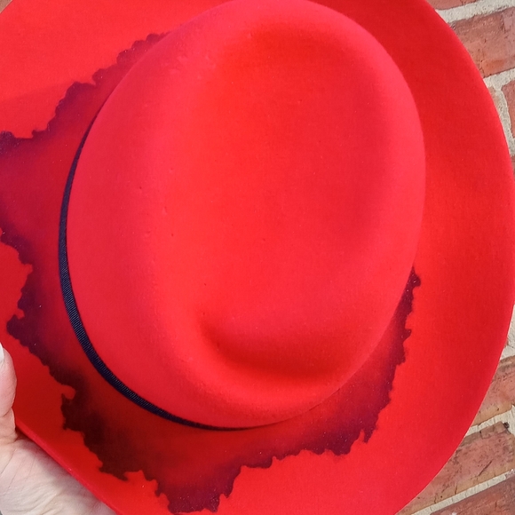 RARE NEW Maison Michel Red/Black Fedora hat size Large Unisex - Picture 9 of 15